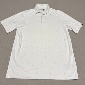 Kjus Polo Shirt Mens 54 XL White Geometric Logo Performance Golf Casual